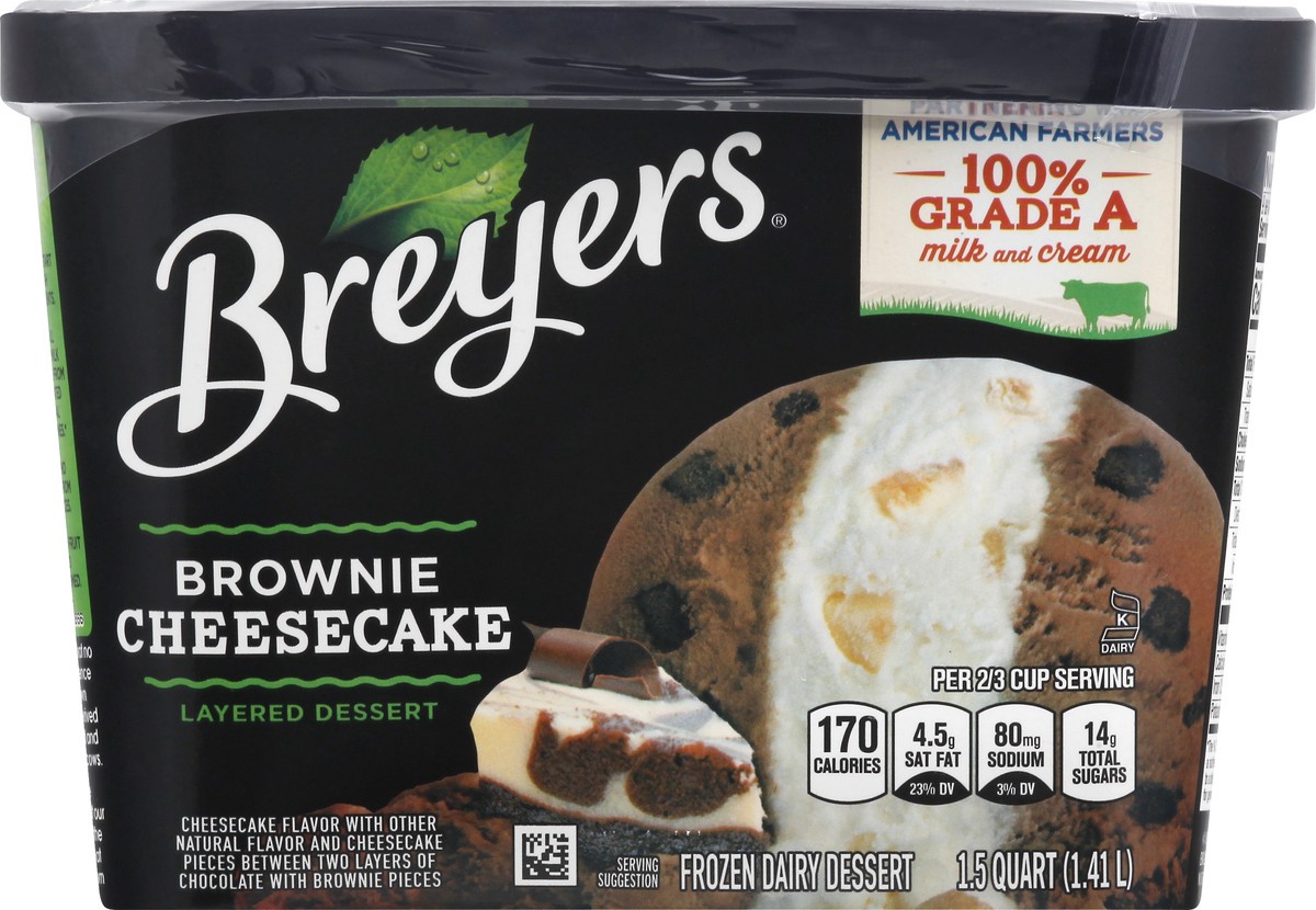 slide 6 of 9, Breyers Layered Dessert Frozen Dairy Dessert Brownie Cheesecake, 48 oz, 48 oz