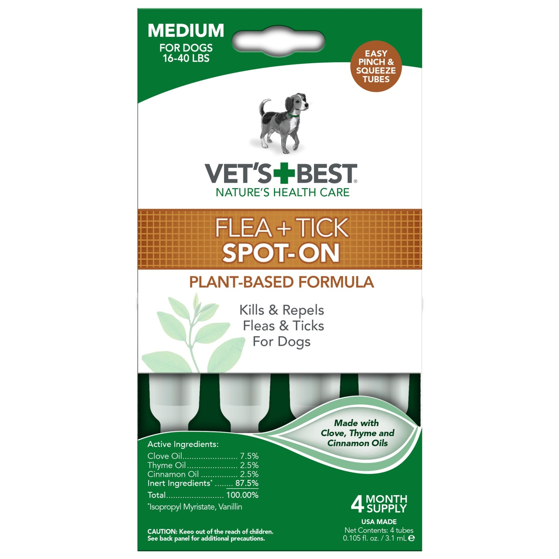 slide 1 of 1, Vet's Best Topical Flea & Tick Treatment for Dogs 16 To 40 Lbs., 4 ct