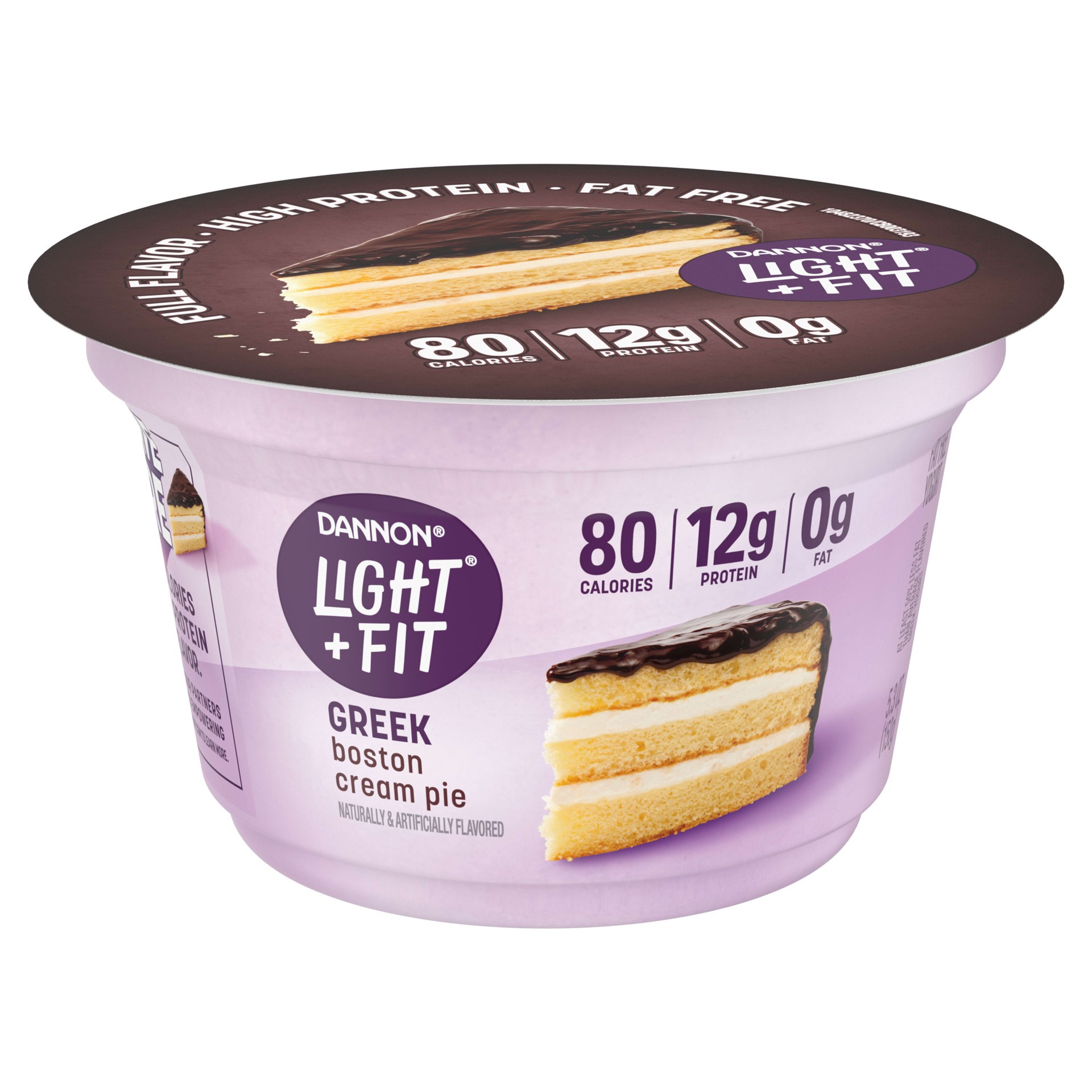 slide 5 of 5, Light + Fit Dannon Light + Fit Boston Cream Pie Greek Nonfat Yogurt, Creamy and Delicious Gluten Free Yogurt, 5.3 OZ Yogurt Cup, 5.3 oz