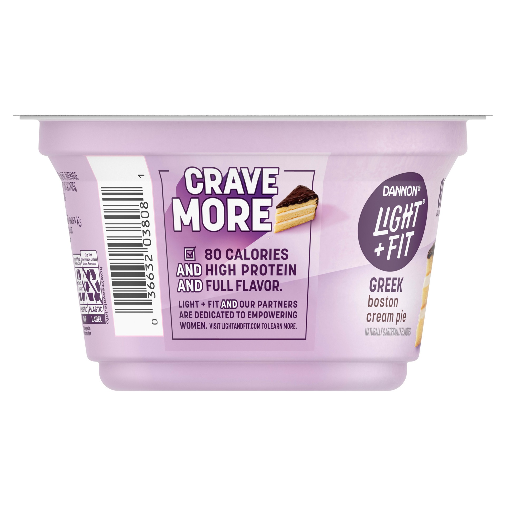 slide 4 of 5, Light + Fit Dannon Light + Fit Boston Cream Pie Greek Nonfat Yogurt, Creamy and Delicious Gluten Free Yogurt, 5.3 OZ Yogurt Cup, 5.3 oz