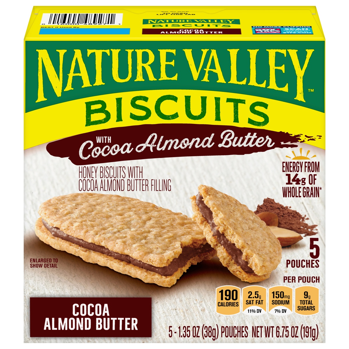 slide 1 of 1, Nature Valley Cocoa Almond Butter Biscuit Sandwiches, 5 ct, 5 ct; 1.35 oz
