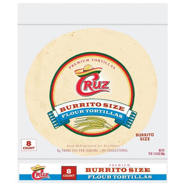 slide 1 of 1, Cruz 10" Press Burrito Size Tortillas, 24 oz