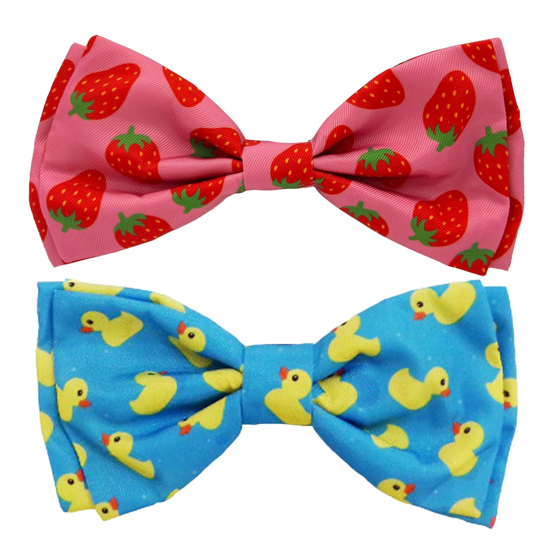 slide 1 of 1, Huxley & Kent Bow Tie for Dogs and Cats, Strawberries & Lucky Ducky, Small, Pack of 2, 1 ct