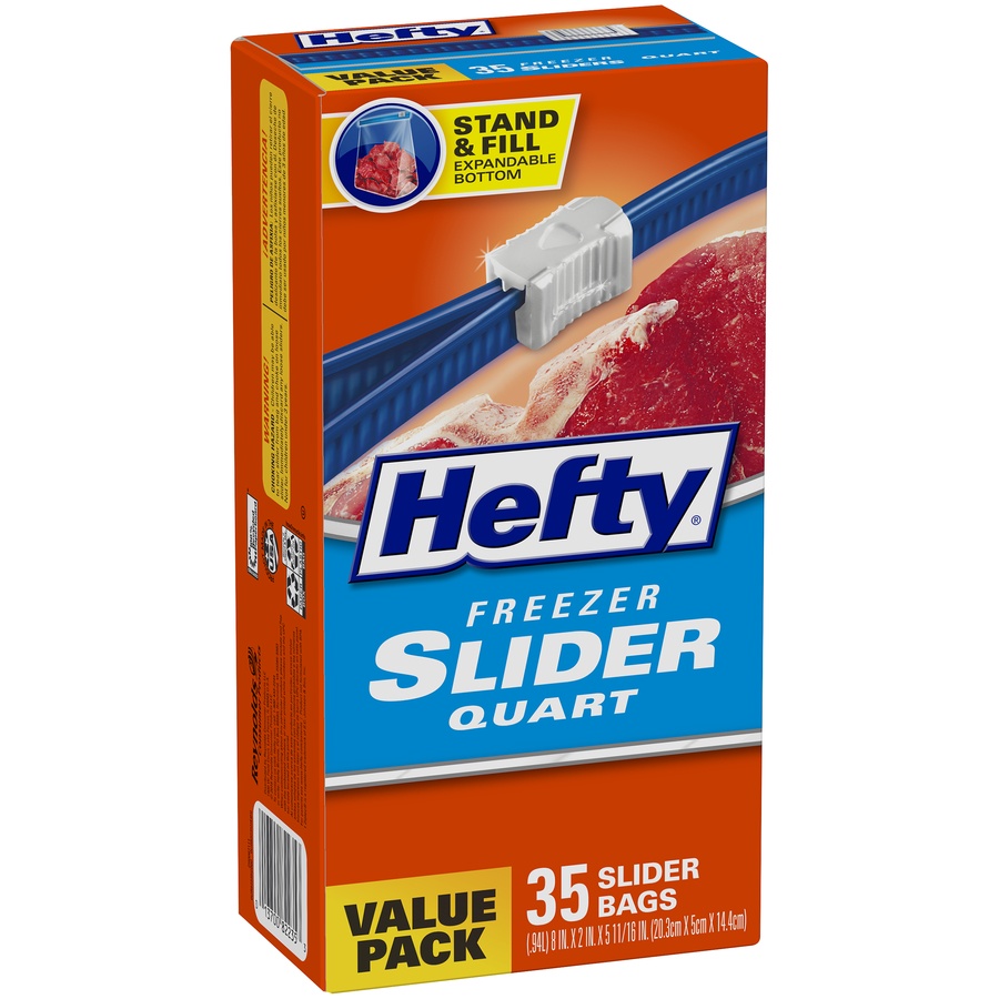slide 2 of 6, Hefty Freezer Quart Storage Slider Bags, 40 ct