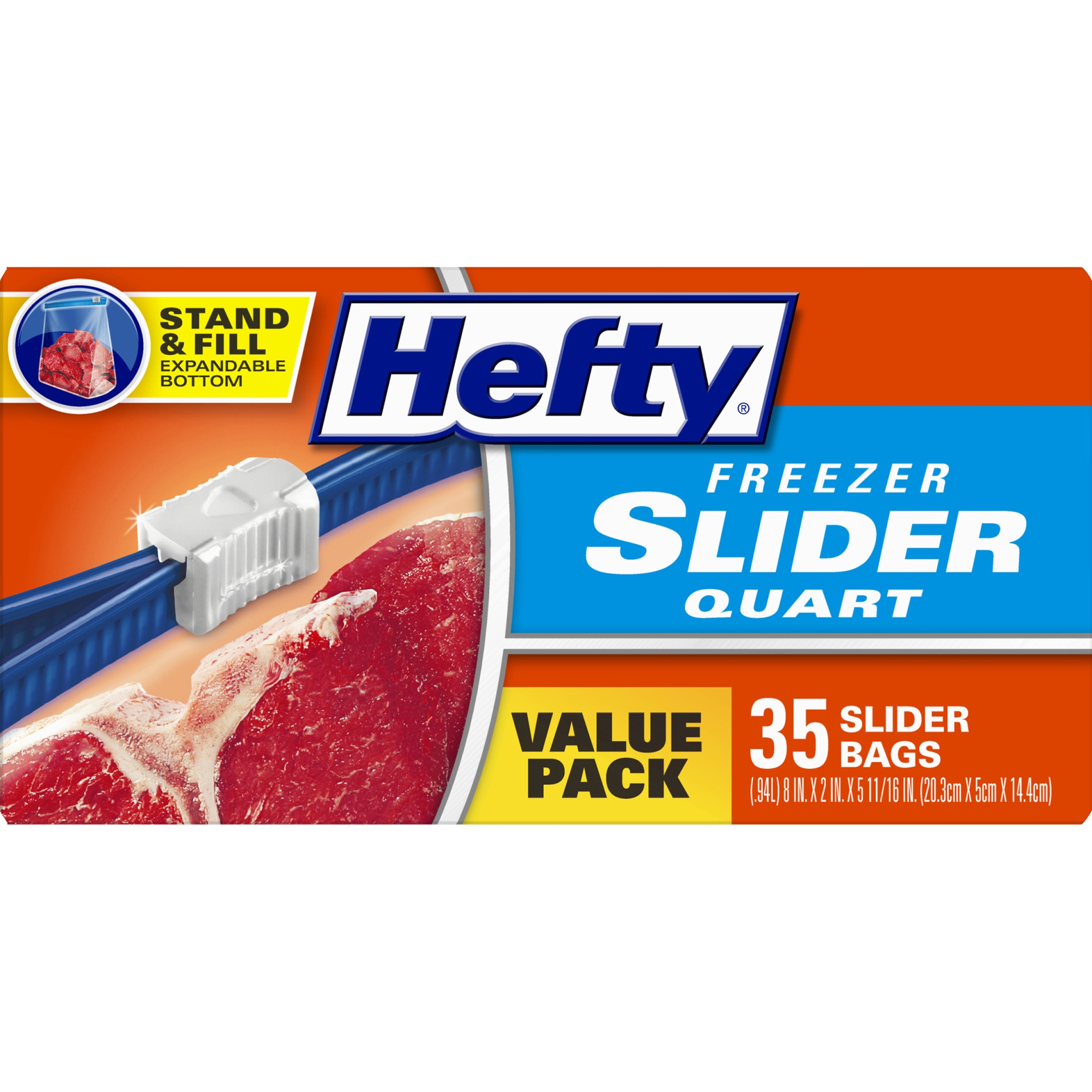 slide 6 of 6, Hefty Freezer Quart Storage Slider Bags, 40 ct
