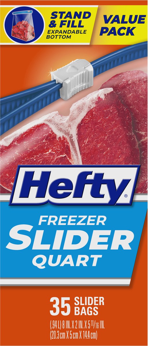 slide 7 of 9, Hefty Quart Freezer Slider Bag 35Ct, 35 ct