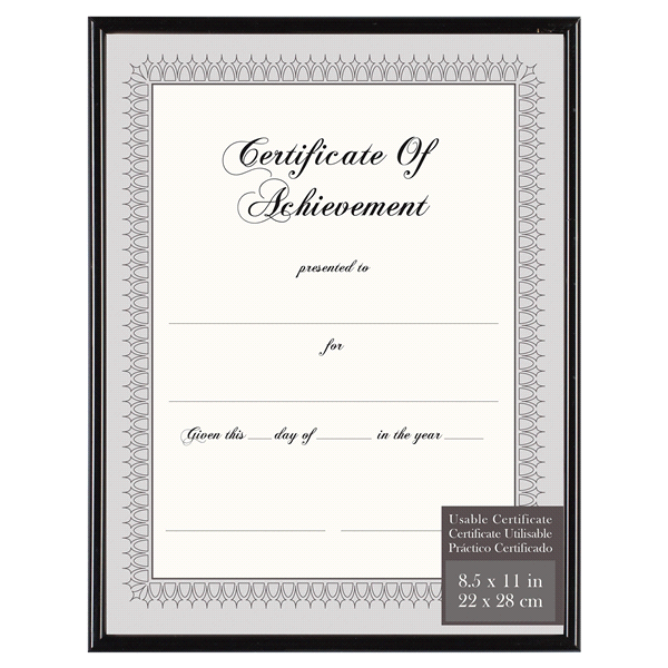 slide 1 of 1, Pinnacle Black Back Load Document Frame, 8.5 in x 11 in