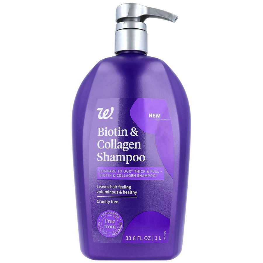 slide 2 of 5, Walgreens Biotin & Collagen Shampoo, 33.8 fl oz