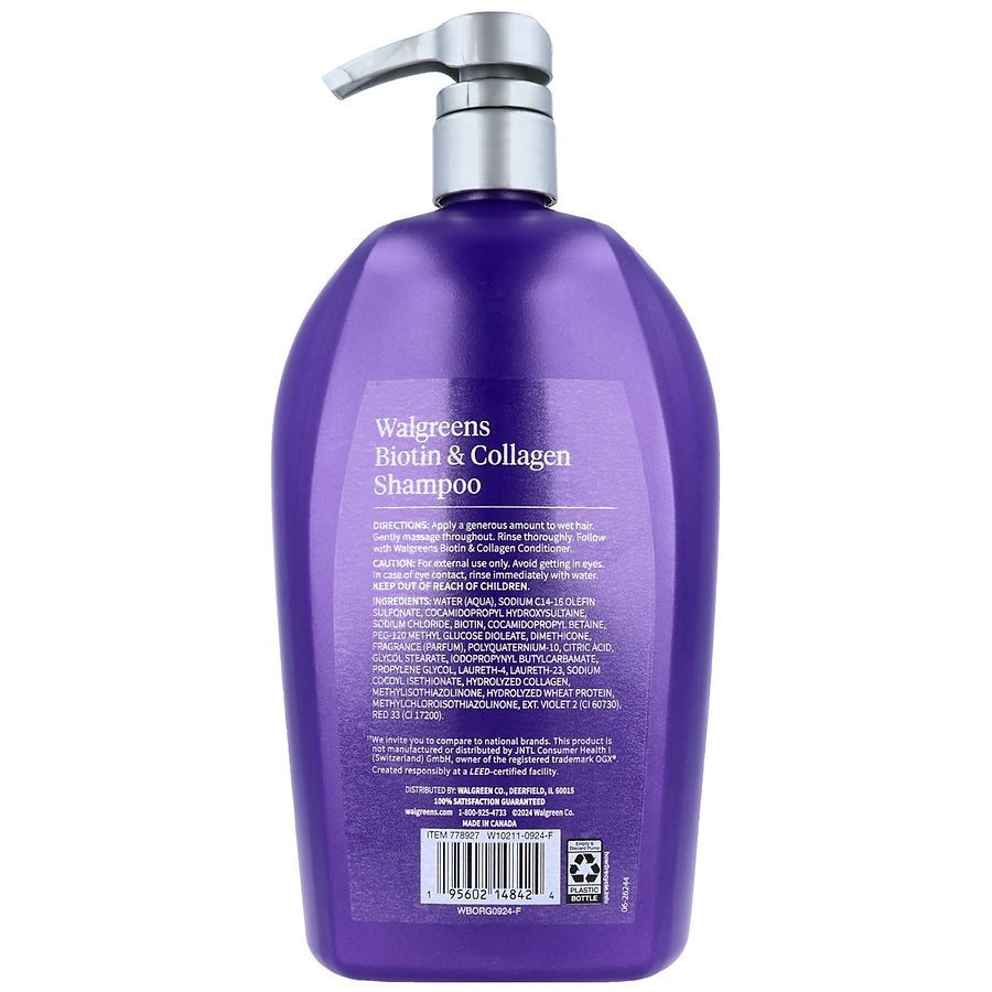 slide 3 of 5, Walgreens Biotin & Collagen Shampoo, 33.8 fl oz