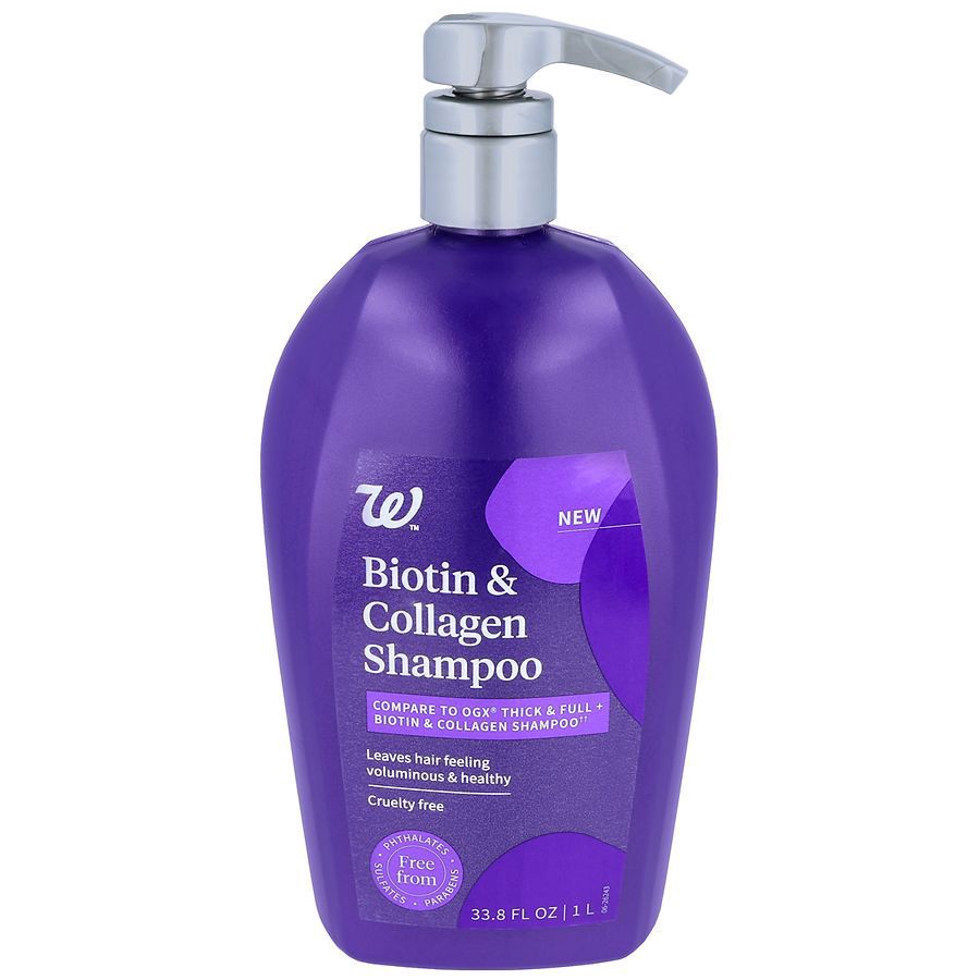 slide 1 of 5, Walgreens Biotin & Collagen Shampoo, 33.8 fl oz