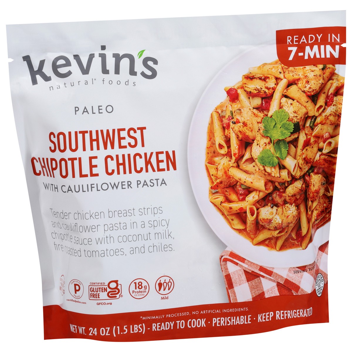 slide 4 of 4, Kevins Natural Foods Southwest Chipotle Chicken With Cauliflower Pasta - 24 OZ, 24 oz