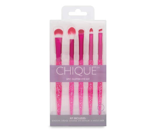 slide 1 of 1, Royal Pink Chique 5-Piece Glitter Eye Brush Kit, 1 ct
