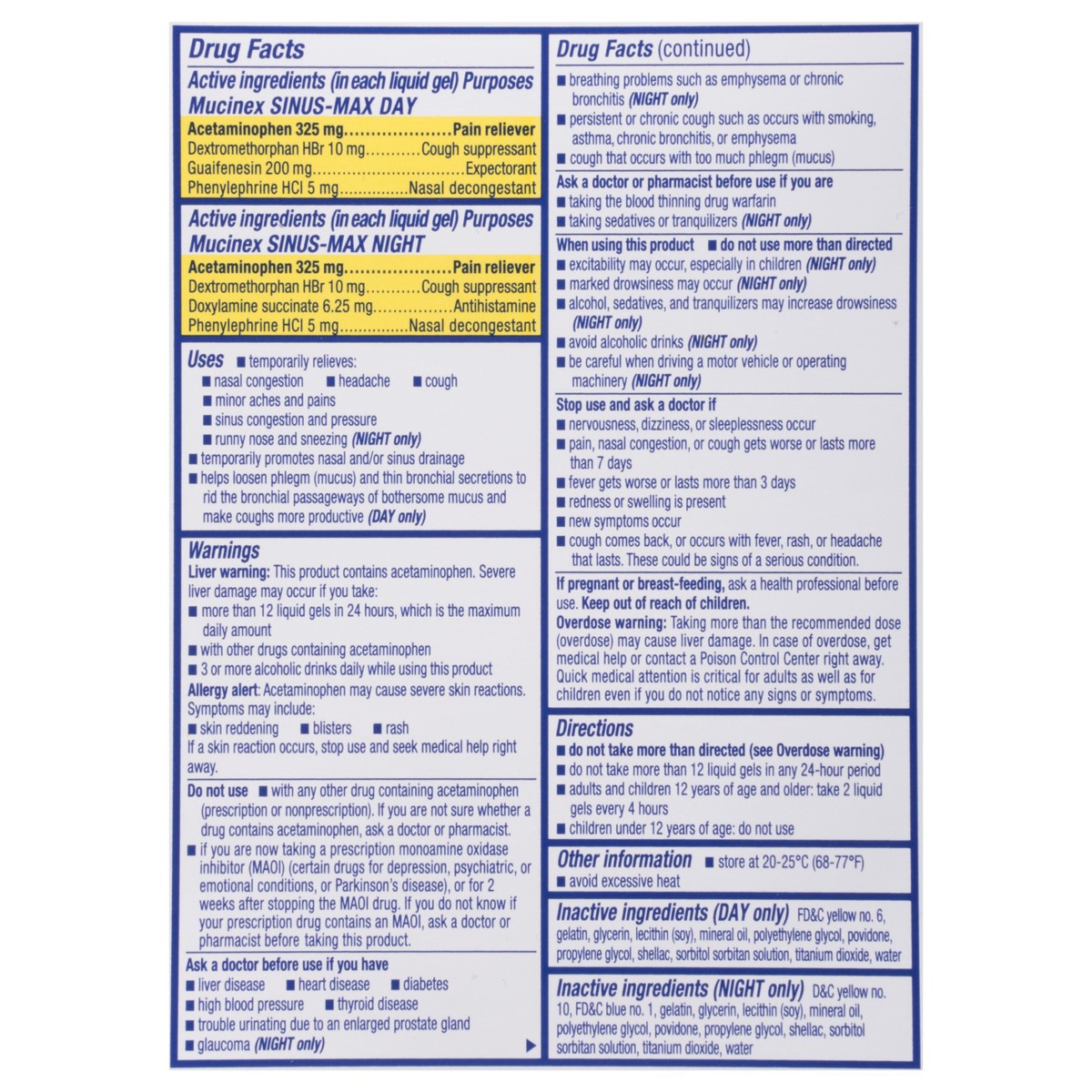 slide 6 of 12, Mucinex Sinus-Max Day/Night Liquid Gels, Maximum Strength, 24 ct