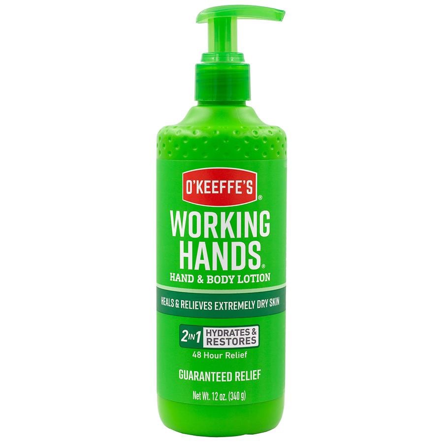 slide 1 of 4, O'Keeffe's Working Hands 2 in 1 48 Hour Relief Hand & Body Lotion 12 oz, 12 oz