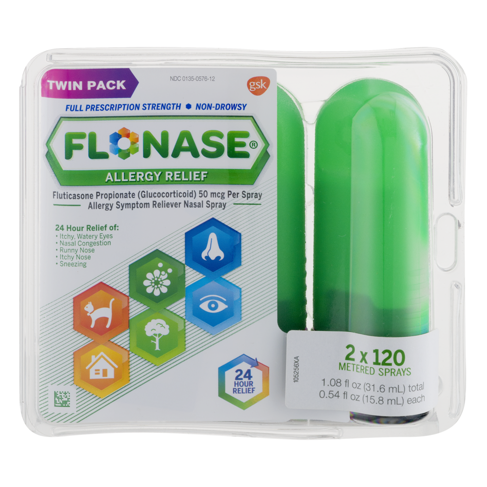 slide 1 of 1, Flonase Allergy Relief Nasal Spray, 2 ct; 0.54 fl oz