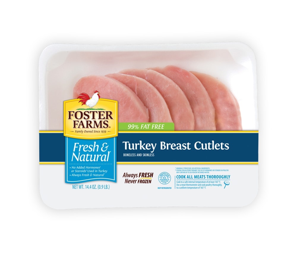 slide 1 of 1, Foster Farms Boneless Turkey Breast Cutlets, per lb