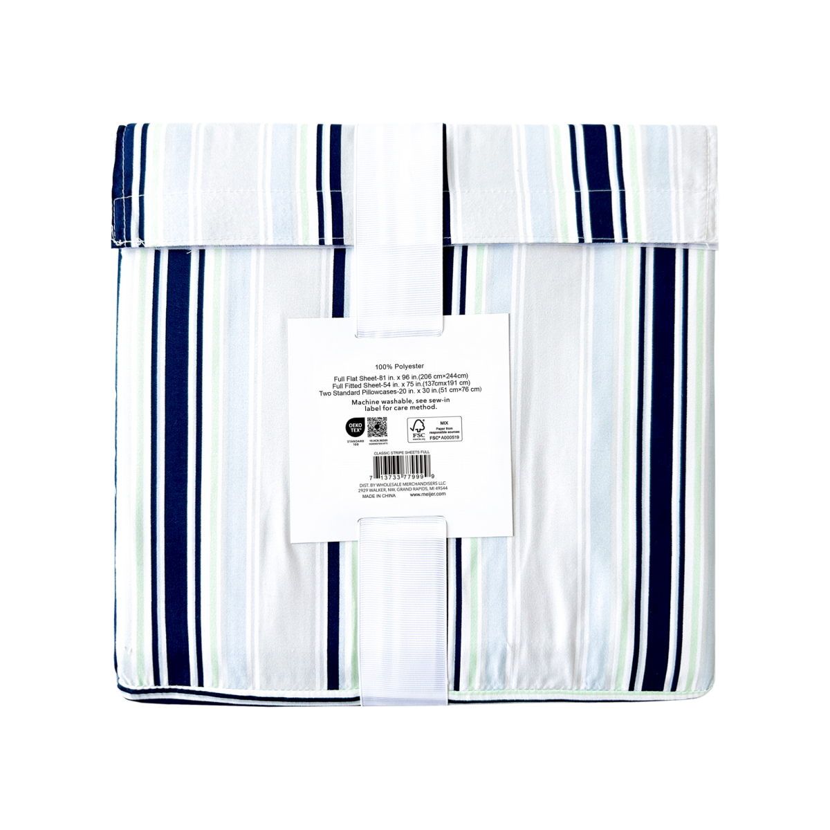 slide 4 of 4, Meijer Corporate Seasonal UB Sheets, Full, Classic Stripe, Full Size