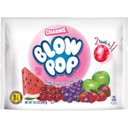 Charms Blow Pops Assorted Bubble Gum Flavor Filled Lollipops