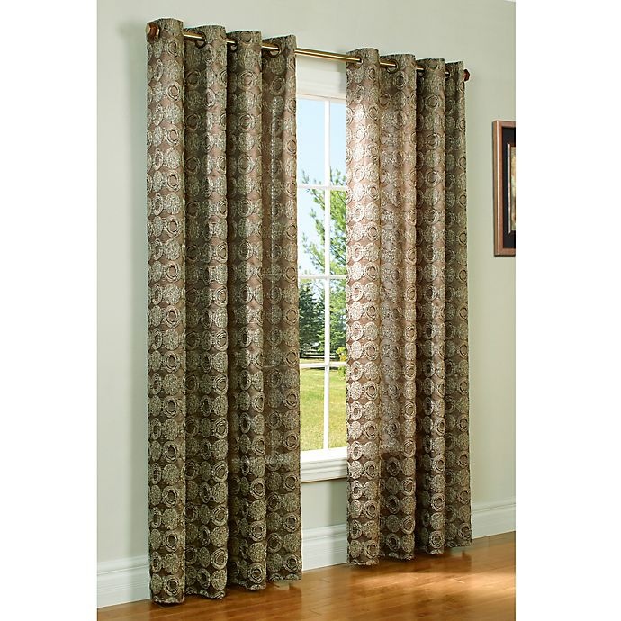 slide 1 of 1, Commonwealth Home Fashions Mayan Grommet Window Curtain Panel - Chocolate, 95 in