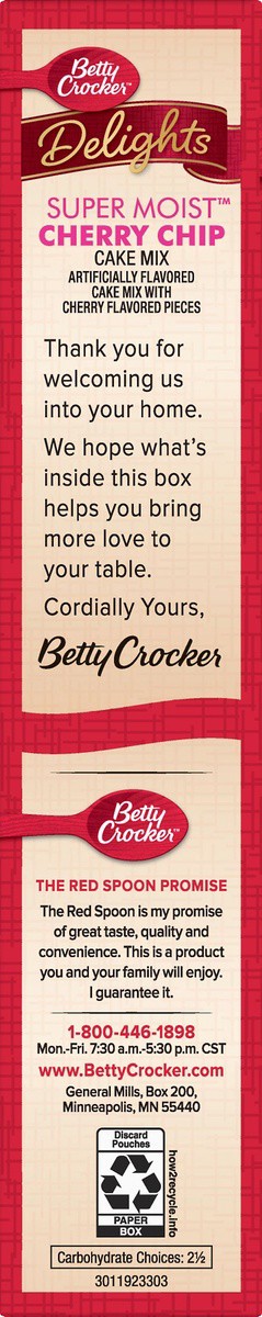 slide 5 of 10, Betty Crocker Delights Cake Mix Super Moist Cherry Chip - 15.25 Oz, 15.25 oz