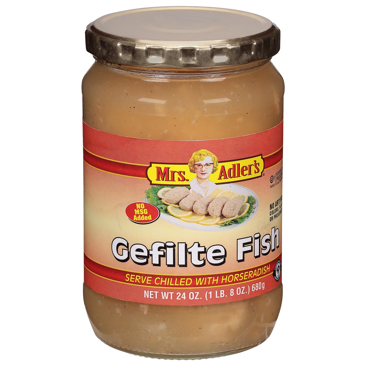 slide 4 of 9, Mrs. Adler's Adlers Regular Gefilte Fish, 24 oz