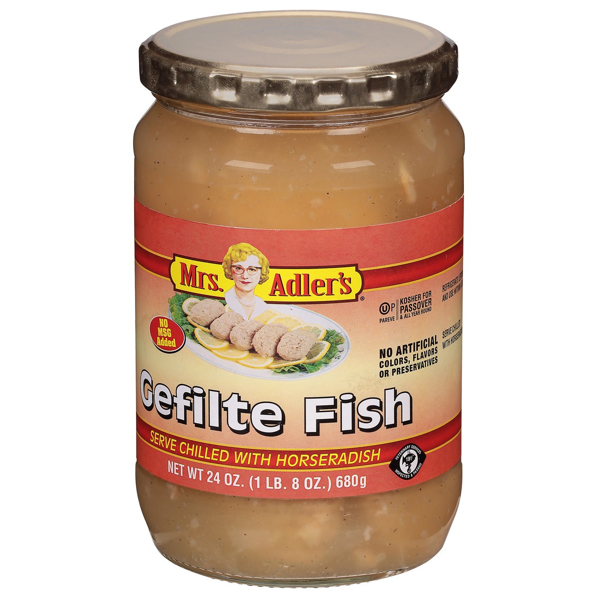 slide 6 of 9, Mrs. Adler's Adlers Regular Gefilte Fish, 24 oz