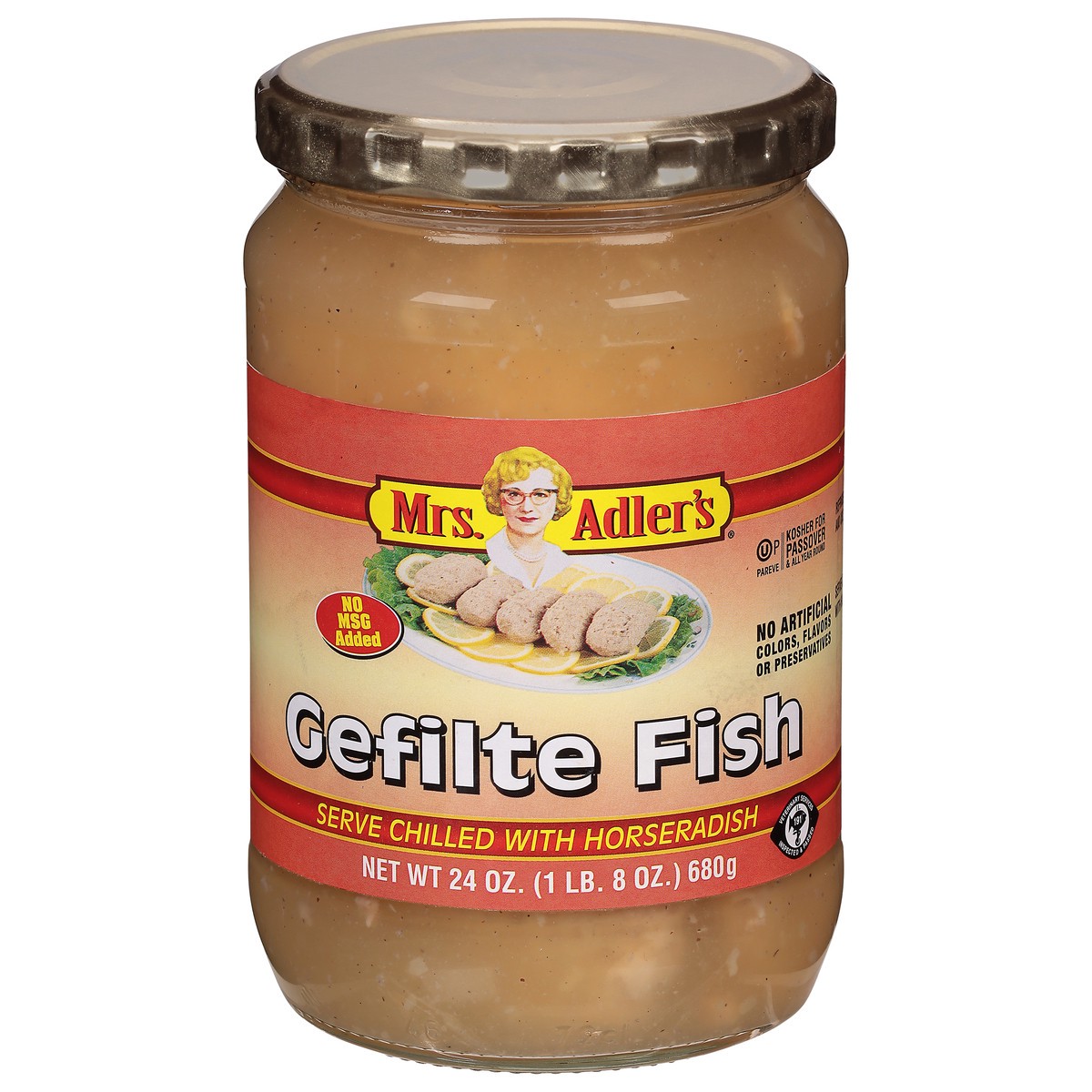 slide 1 of 9, Mrs. Adler's Adlers Regular Gefilte Fish, 24 oz