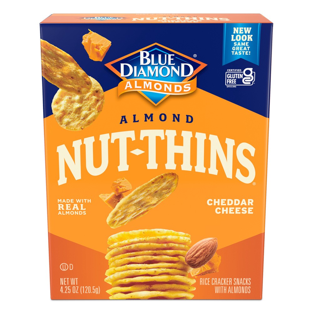 slide 1 of 2, Blue Diamond Cheddar Cheese Almond Nut-thins, 4.25 oz