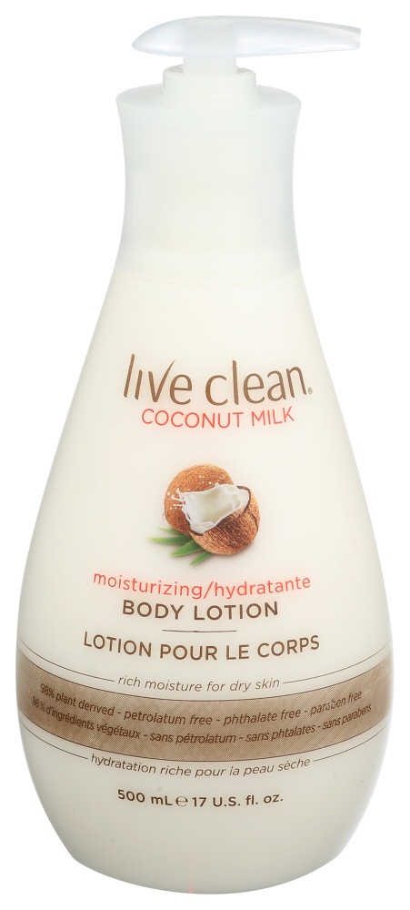 slide 1 of 2, Live Clean Coconut Milk Moisturizing Body Lotion, 17 fl oz