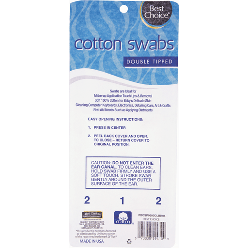 slide 1 of 1, Best Choice Cotton Swabs Double Tipped, 500 ct