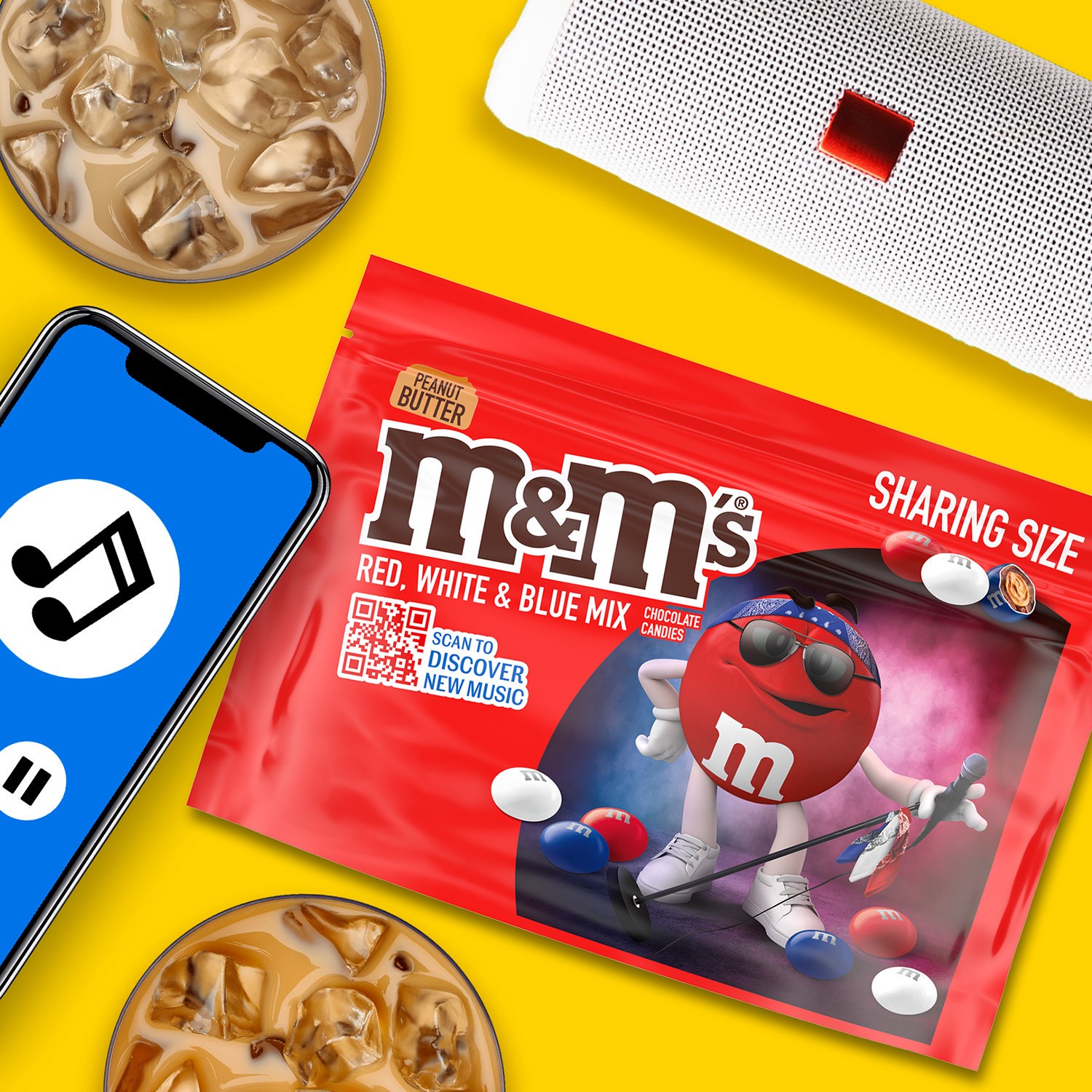 slide 2 of 8, M&M's Peanut Butter Milk Chocolate Red, White & Blue Patriotic Summer Candy, Sharing Size, 9 oz Bag, 9 oz