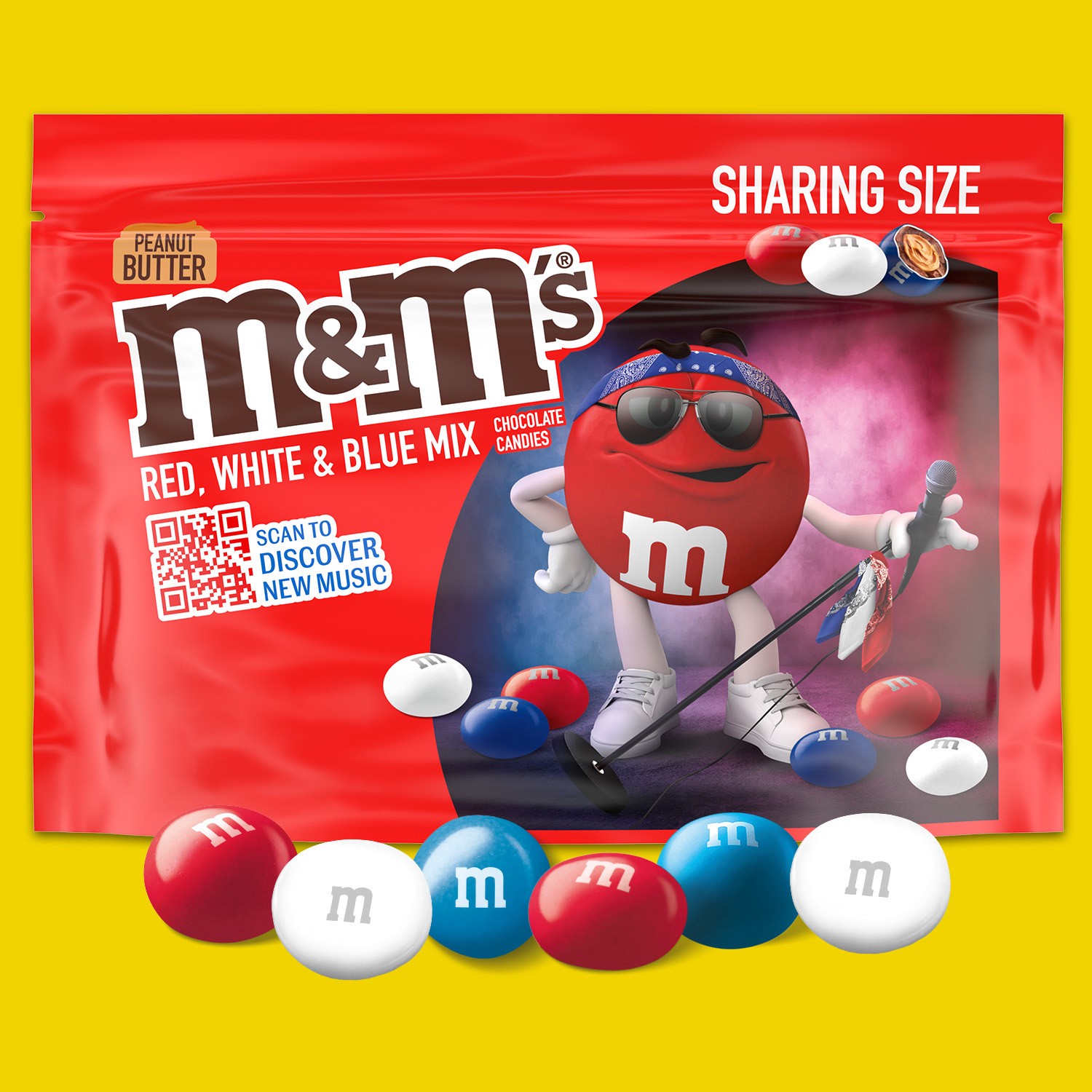 slide 7 of 8, M&M's Peanut Butter Milk Chocolate Red, White & Blue Patriotic Summer Candy, Sharing Size, 9 oz Bag, 9 oz