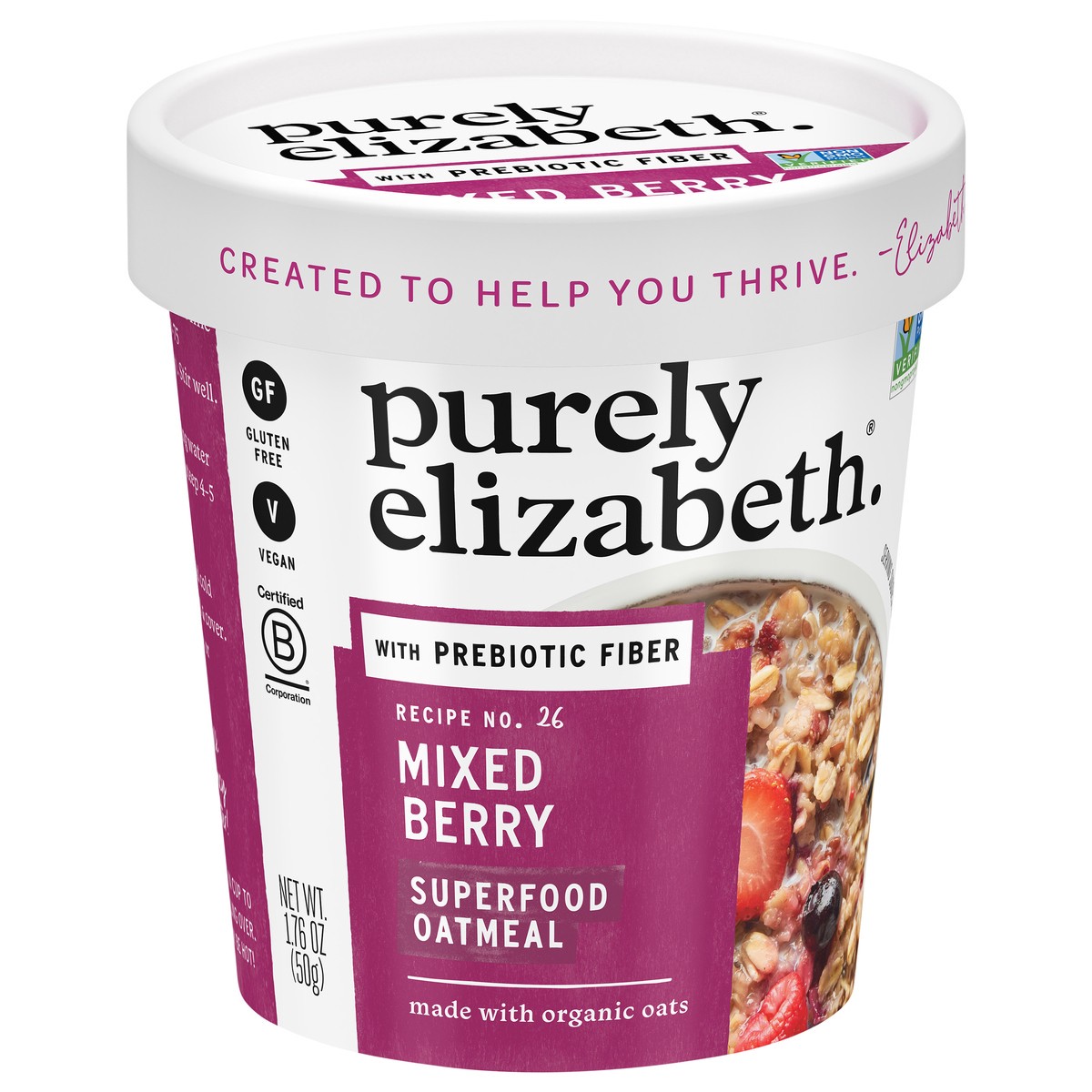 slide 7 of 8, Purely Elizabeth Superfood Oatmeal, Mixed Berry 1.76 Oz, 1.76 oz