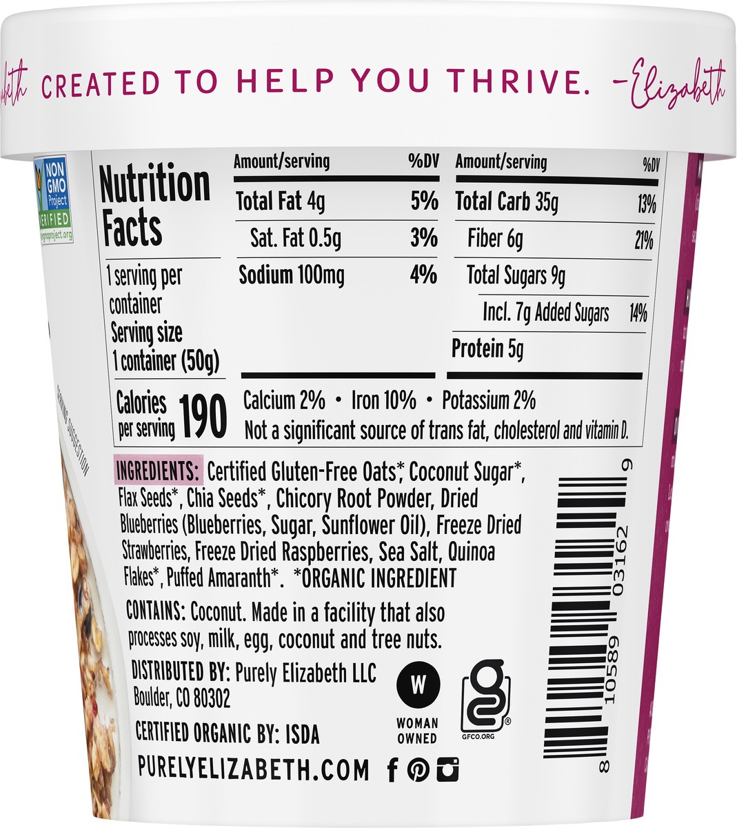 slide 8 of 8, Purely Elizabeth Superfood Oatmeal, Mixed Berry 1.76 Oz, 1.76 oz