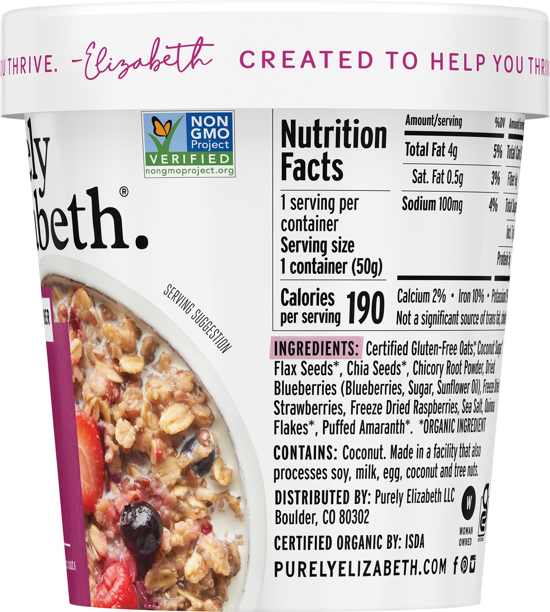 slide 4 of 8, Purely Elizabeth Superfood Oatmeal, Mixed Berry 1.76 Oz, 1.76 oz