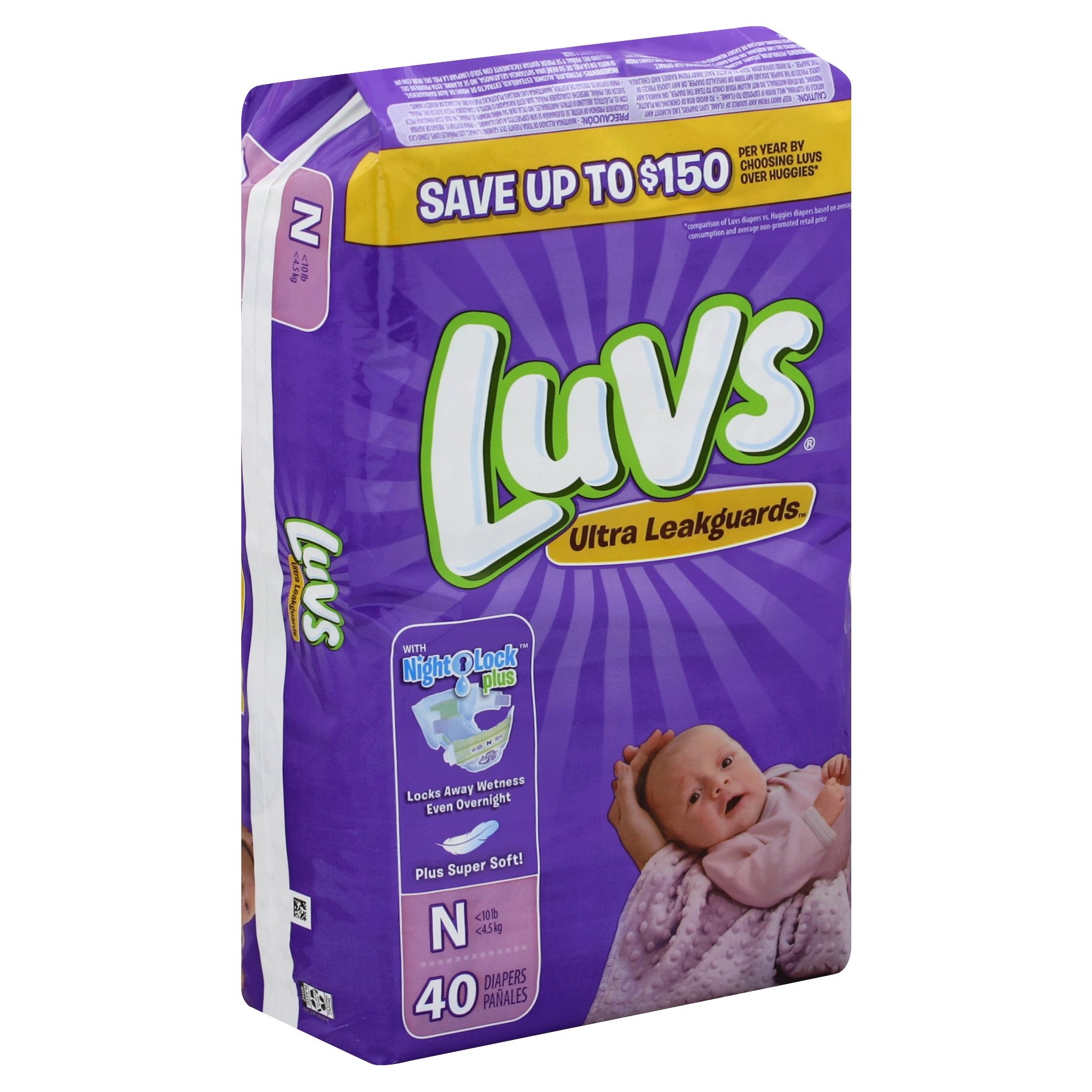 slide 1 of 1, Luvs Baby Diapers Jumbo Pack Size Newborn, 40 ct