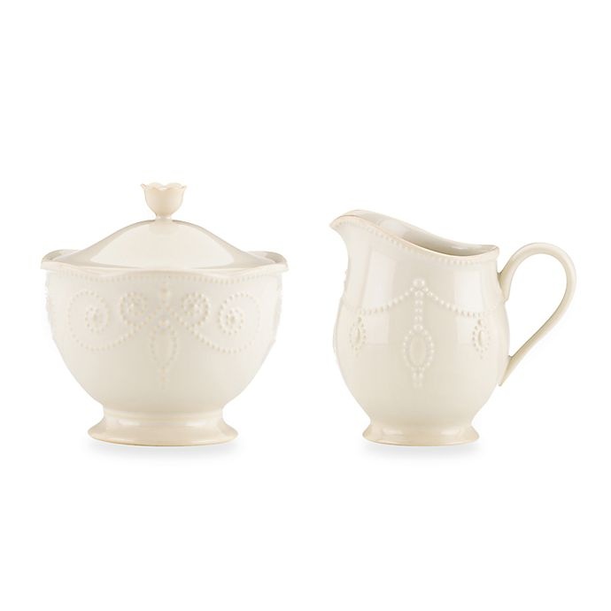 slide 1 of 1, Lenox French Perle Sugar Bowl and Creamer - White, 1 ct