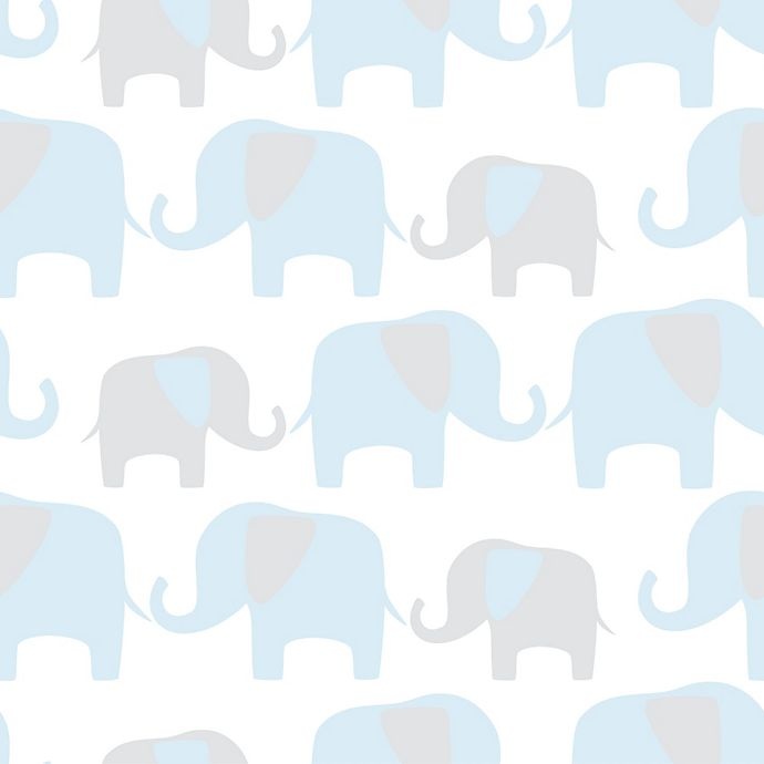 slide 2 of 2, WallPops! NuWallpaper Elephant Parade Peel & Stick Wallpaper - Blue, 1 ct