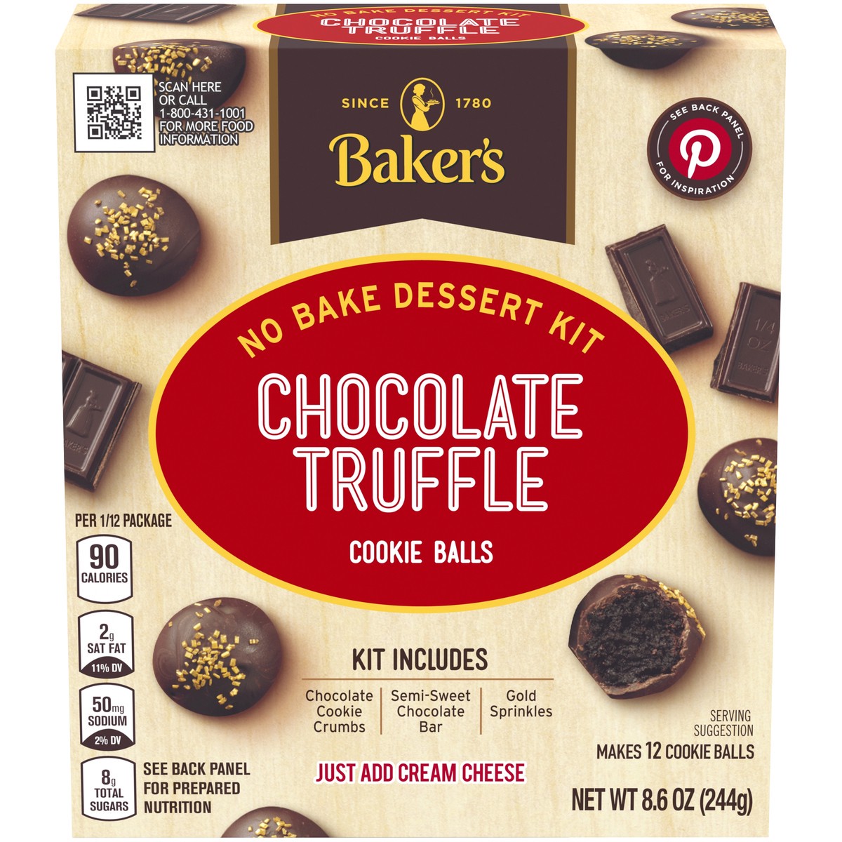 slide 1 of 11, Baker's Chocolate Truffle No Bake Cookie Balls Dessert Kit, 8.6 oz Box, 8.6 oz