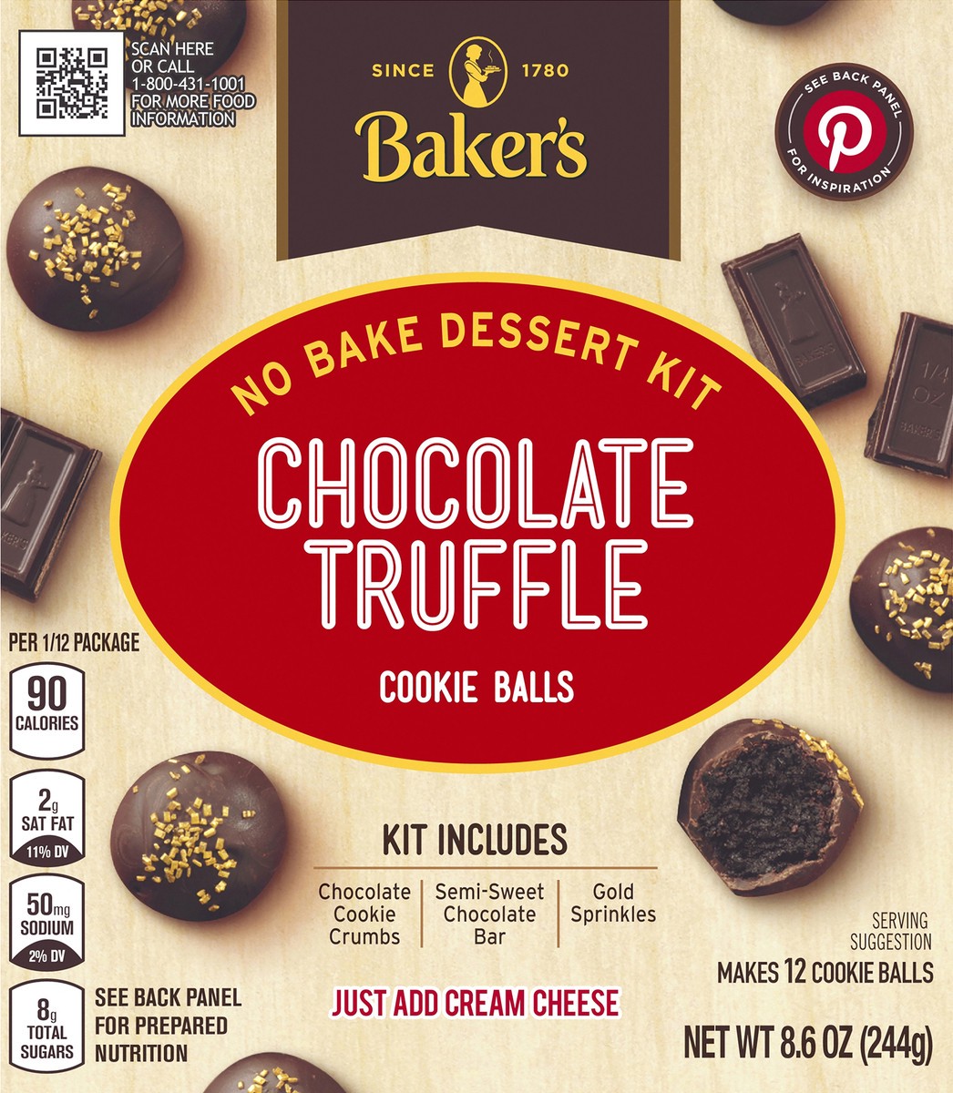 slide 1 of 11, Baker's Chocolate Truffle No Bake Cookie Balls Dessert Kit, 8.6 oz Box, 8.6 oz