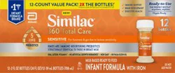 Similac 360 Total Care Sensitive Ready to Feed Milk-Based Infant Formula with Iron 12 - 2 fl oz Bottles