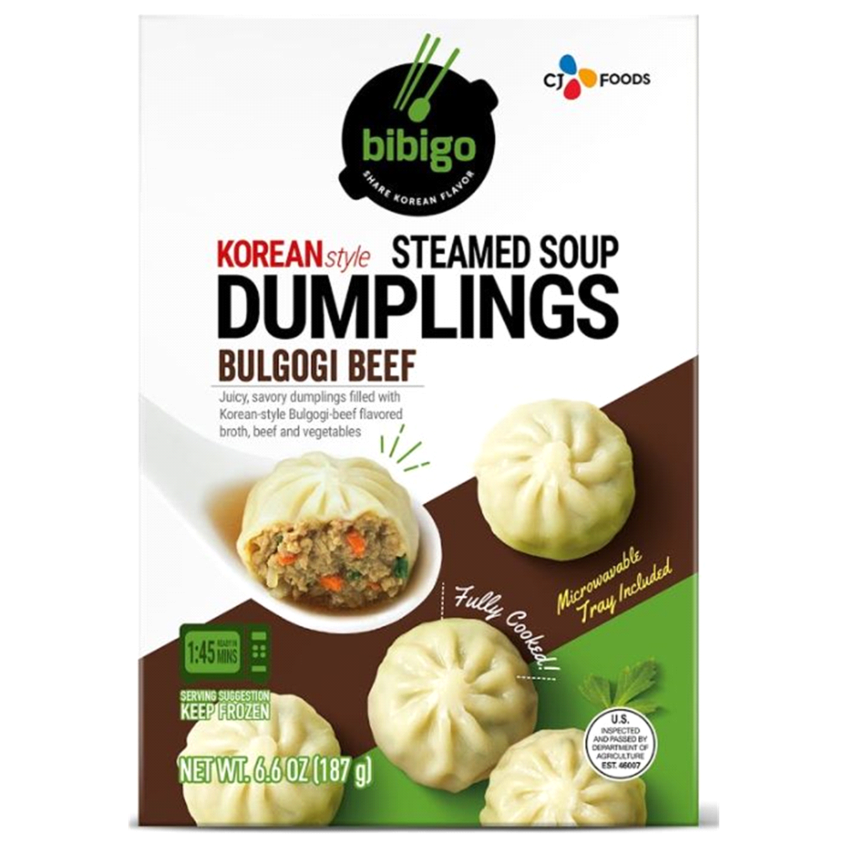 slide 1 of 1, Bibigo Steamed Soup Dumpling Beef Bulgogi, 6.6 oz