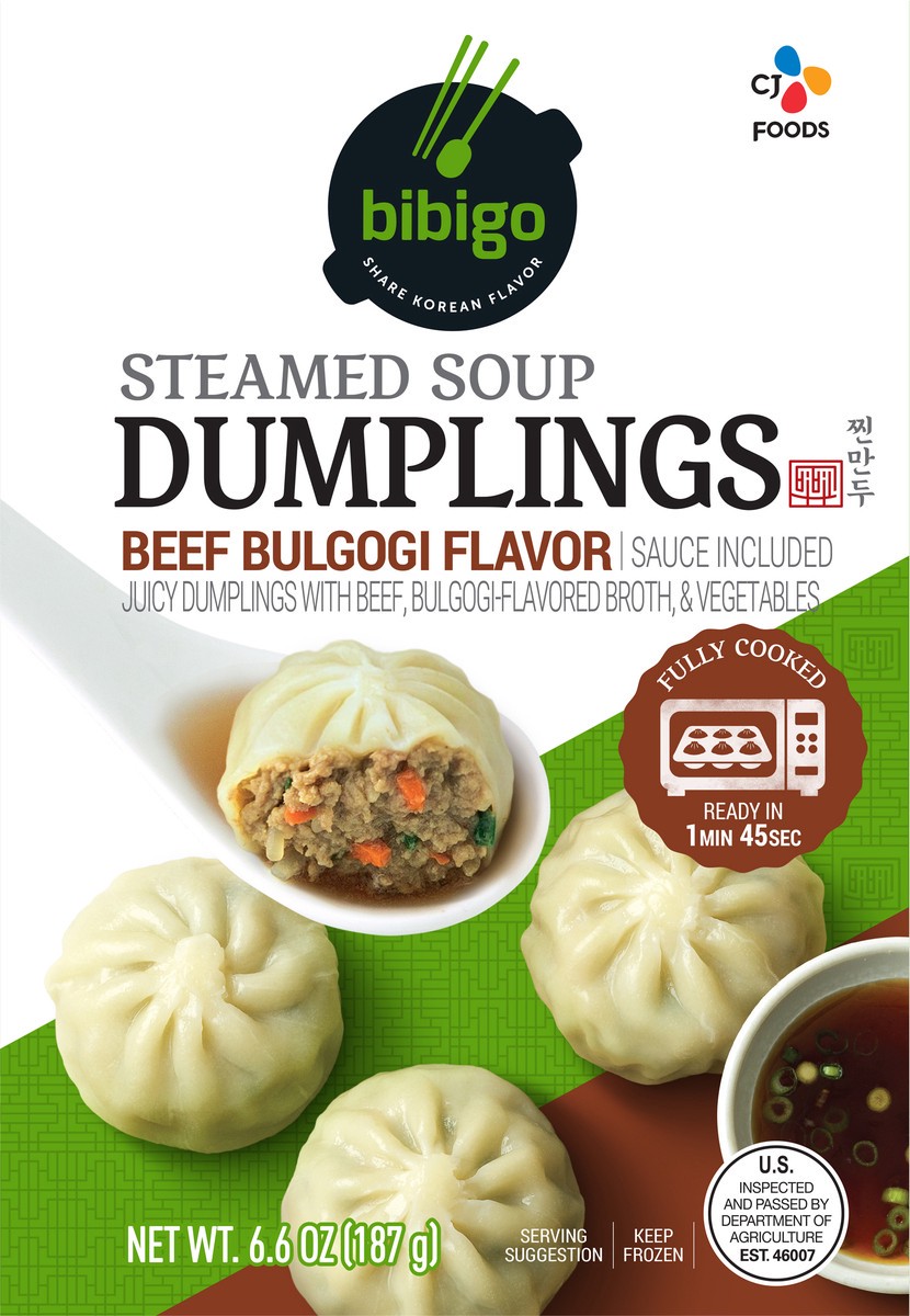 slide 6 of 9, Bibigo Steamed Soup Beef Bulgogi Flavor Dumplings 6.6 oz, 6.6 oz