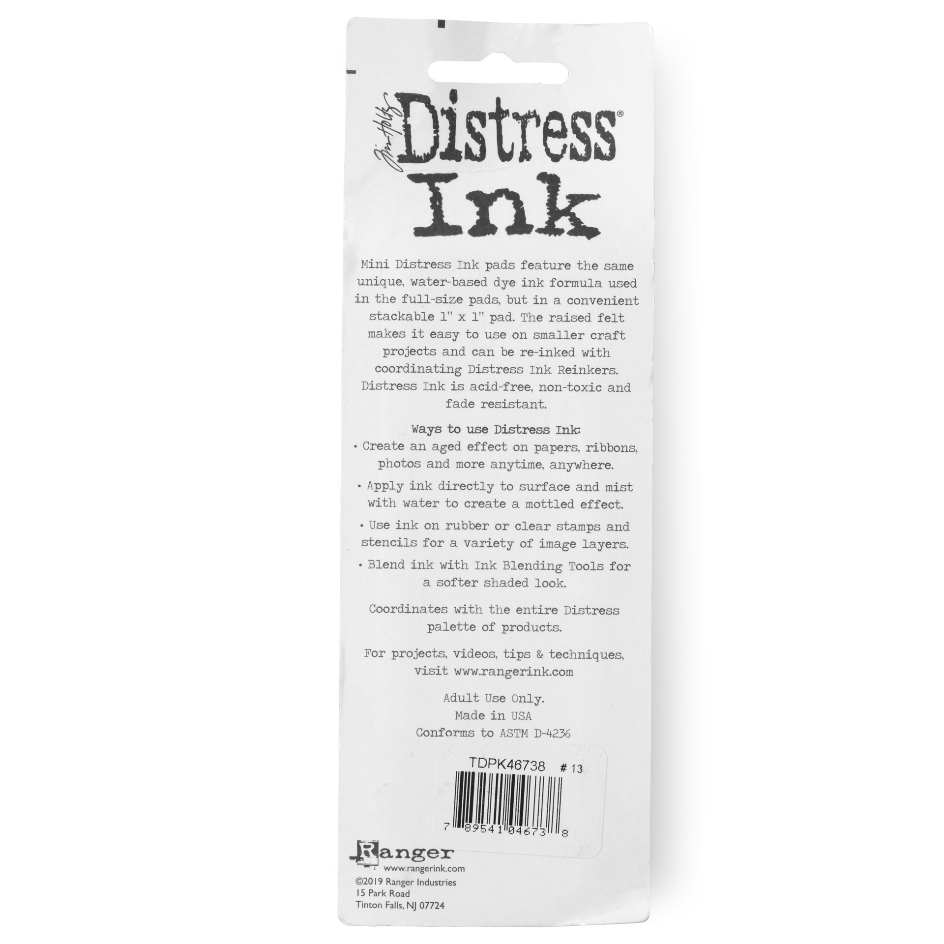 slide 4 of 4, Distress Mini Ink Pads Kit 13-Assorted Colors 4""x1"", 1 ct