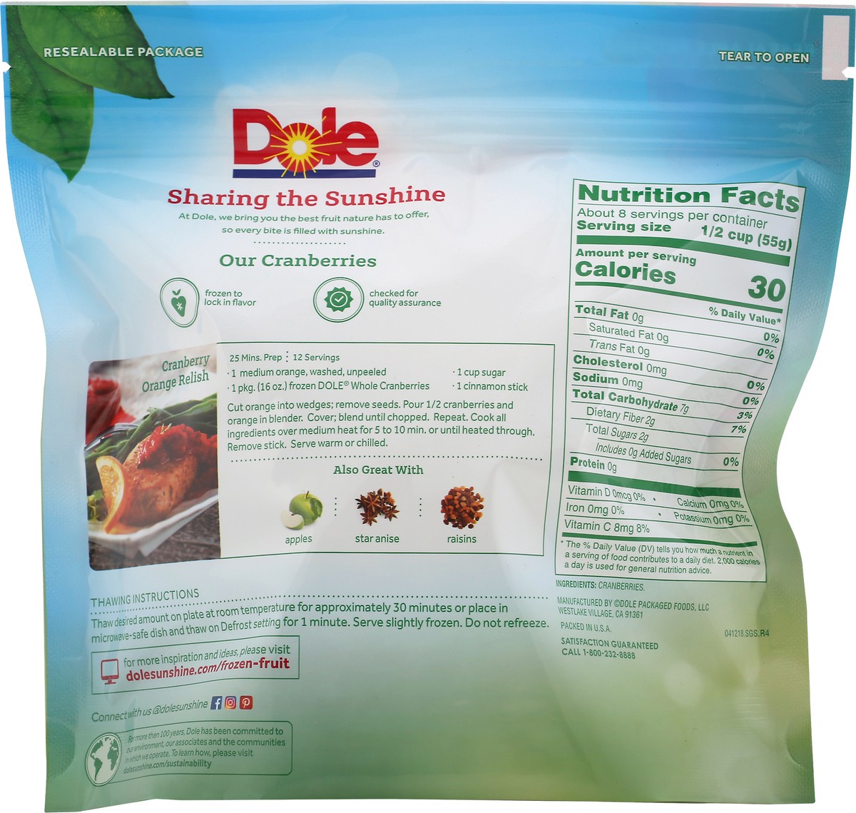 slide 5 of 8, Dole Whole Cranberries 16 oz. Bag, 16 oz