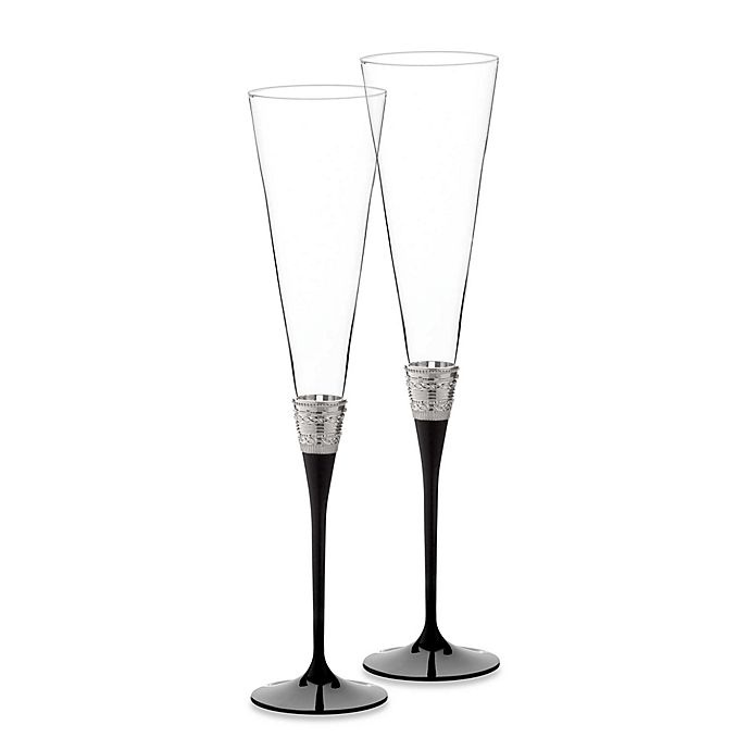 slide 2 of 2, Vera Wang Wedgwood with Love Noir Toasting Flutes, 1 ct