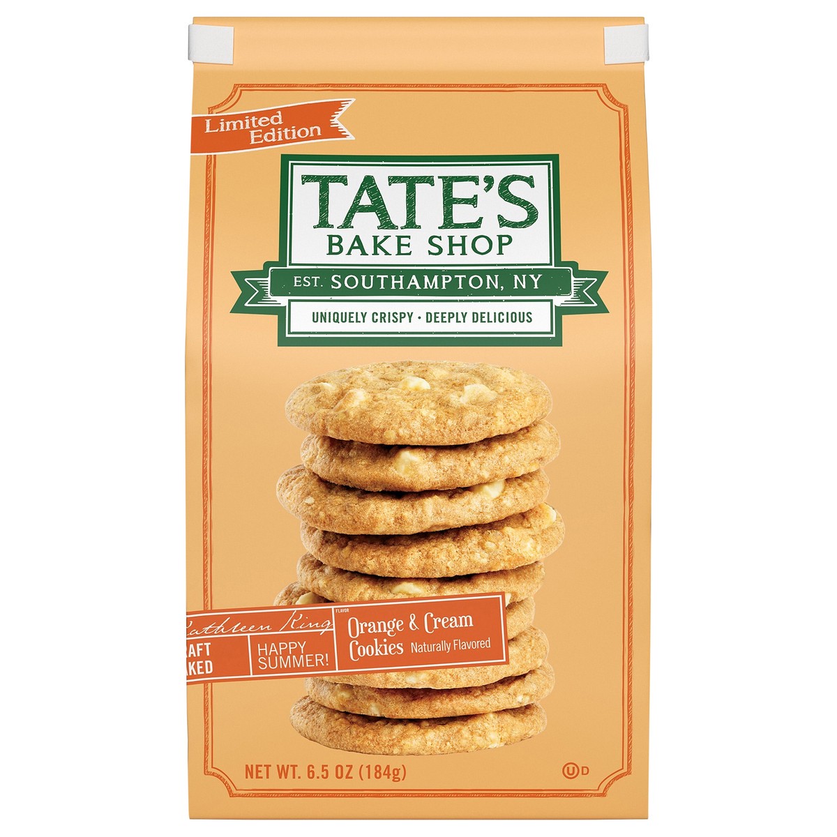 slide 1 of 14, TATES BAKE SHOP ORANGE & CREAM COOKIES, 6.5 oz