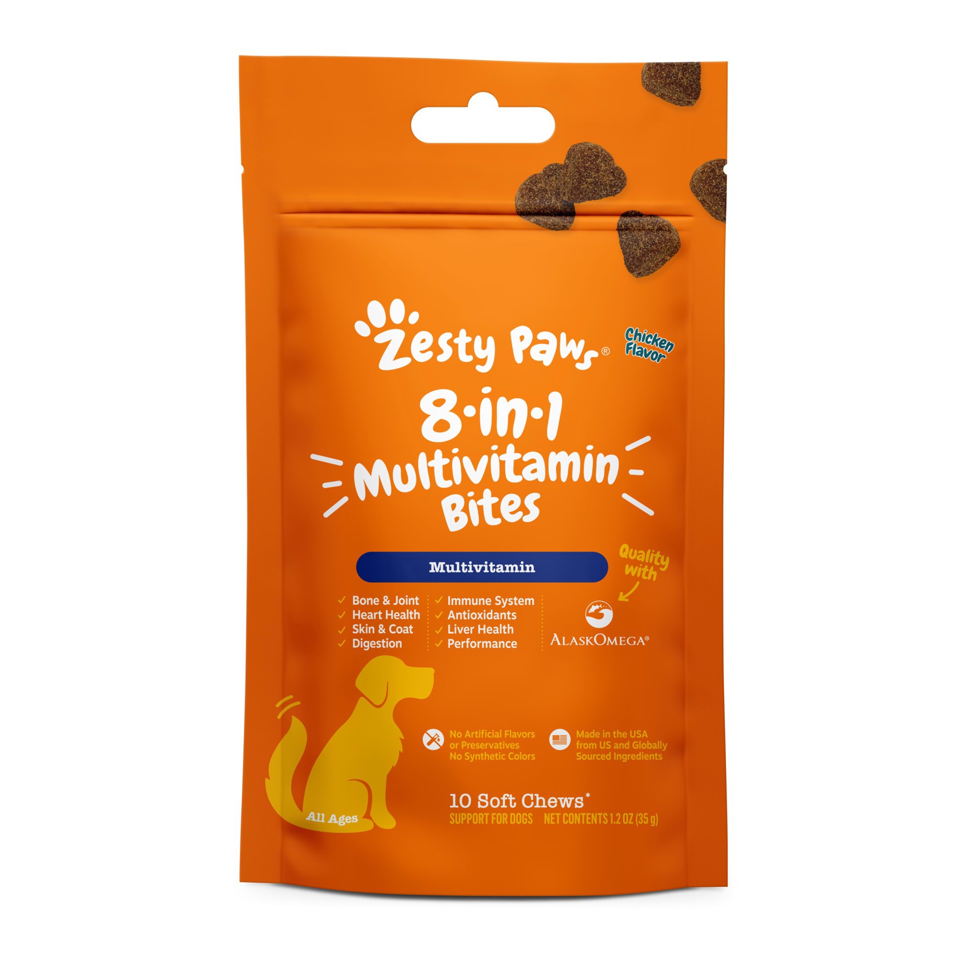 slide 1 of 1, Zesty Paws Chicken 8-in-1 Multivitamin for Dogs, 1.6 oz., Count of 10, 1 ct