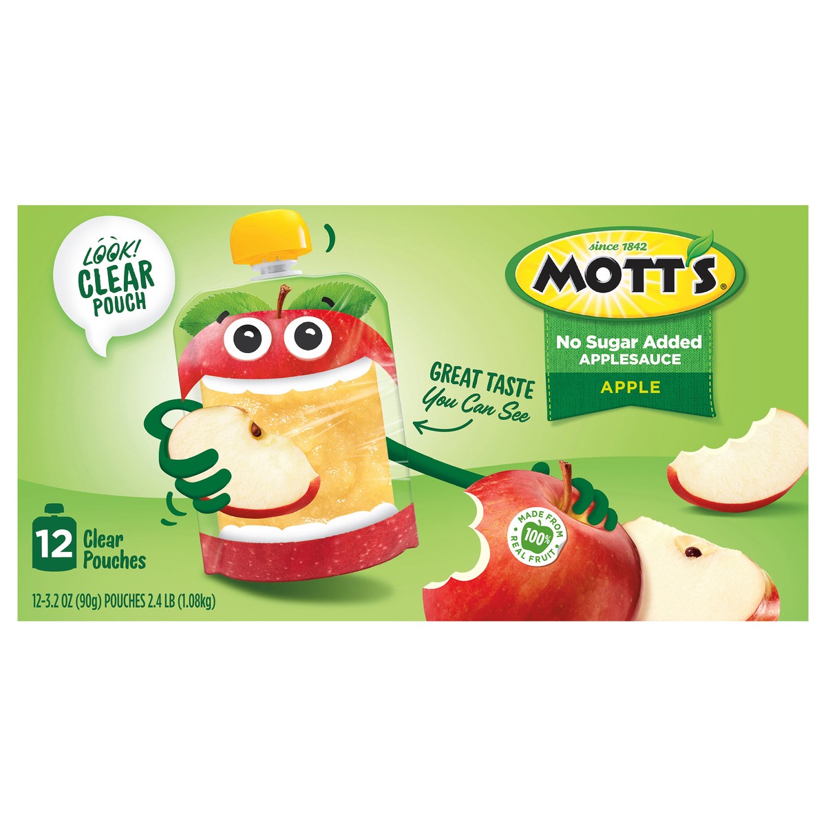 slide 1 of 9, Mott's No Sugar Added Applesauce Pouches, 12 ct; 3.2 oz