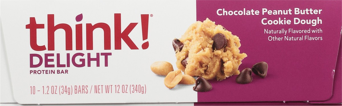slide 8 of 12, think! Delight Chocolate Peanut Butter Cookie Dough Protein Bar 10 - 1.2 oz Bars, 10 ct